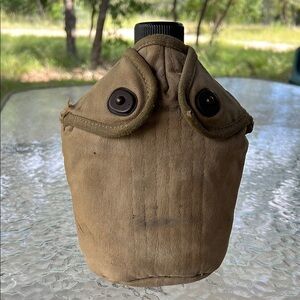 WWII Vintage 1943 Marked Military Metal Canteen and Canvas Cover